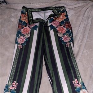 silk fabric bell bottom pants